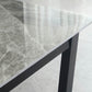 Modern Sled Dining Table Grey Stone Rectangle Home Kitchen Dinner Furniture