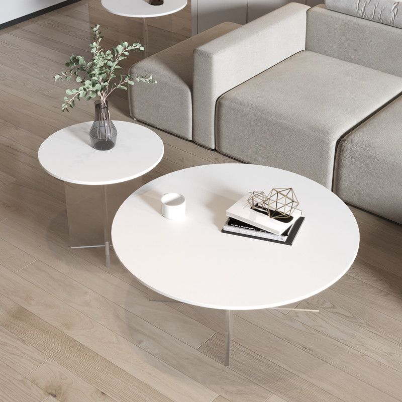 Table de cocktail en ardoise et acrylique Table basse ronde blanche moderne