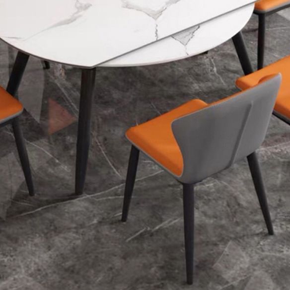 Round Standard Sintered Stone Top Dining Set with 4 Black Metallic Legs for Dining Furniture Clearhalo 'Dining Room Sets' 'Dining Tables & Seating' 'dining_room_set' 'furn' 'furn_dining_room_set' 'Furniture' 'furniture_dining_room_set' 'Kitchen & Dining Furniture' 'kitchen&dining_furn' 'kitchen' 1200x1200_86975548-ceaf-4a4d-a6a7-81b6aa250594