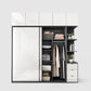Contemporary White Storage Cabinet Mirrored Finish Cabinet with Sliding Door