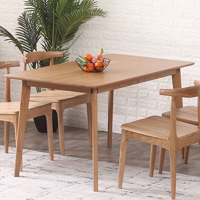 Contemporary Rectangle Dining Table Oak Solid Wood Table with 4 Legs for Home Kitchen Dinner Clearhalo ' dining_table' 'Dining Tables & Seating' 'Dining Tables' 'furn' 'furn_dining_table' 'Furniture' 'furniture_dining_table' 'Kitchen & Dining Furniture' 'kitchen&dining_furn' 'kitchen' 'kitchen_dining_table' 1200x1200_869a9653-b0df-4e21-86d2-7c211237f540