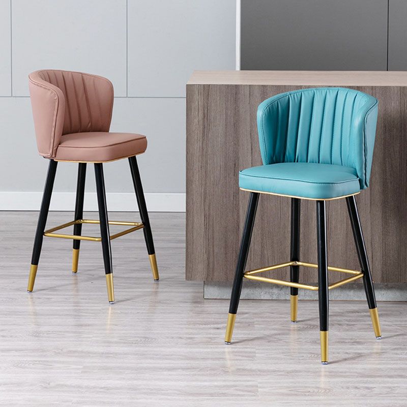 Scandinavian Footrest Checkout Counter Stool Matte Finish PU Leather Barstool Clearhalo 'Bar Furniture' 'Bar Stools' 'bar_stools' 'furn' 'furn_bar_stools' 'Furniture' 'Kitchen & Dining Furniture' 1200x1200_869b9e6e-3085-402c-99d8-def19c94b9b7