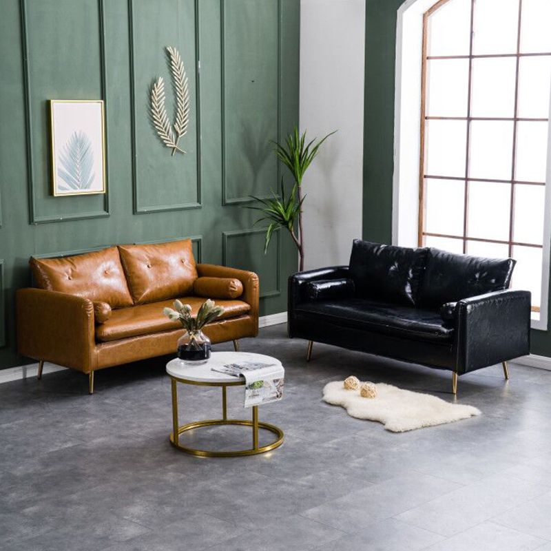 Tufted Square Arm Sofa Mid Century Modern 30.7" H Faux Leather Sofa Clearhalo 'Furniture' 'furniture_sofas' 'kitchen' 'kitchen_sofas' 'Living Room Furniture' 'Sofa' 'sofas' 1200x1200_869cf54b-dc28-41ca-a21d-798432e614f8