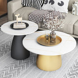 Mid-Century Modern Metal Pedestal Round Tray Top Single Coffee Table
