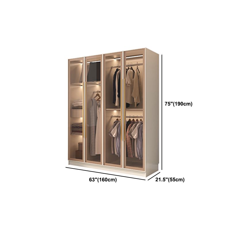 Clear Glass Door Storage Cabinet Contemporary Hinged Door Wardrobe for Home