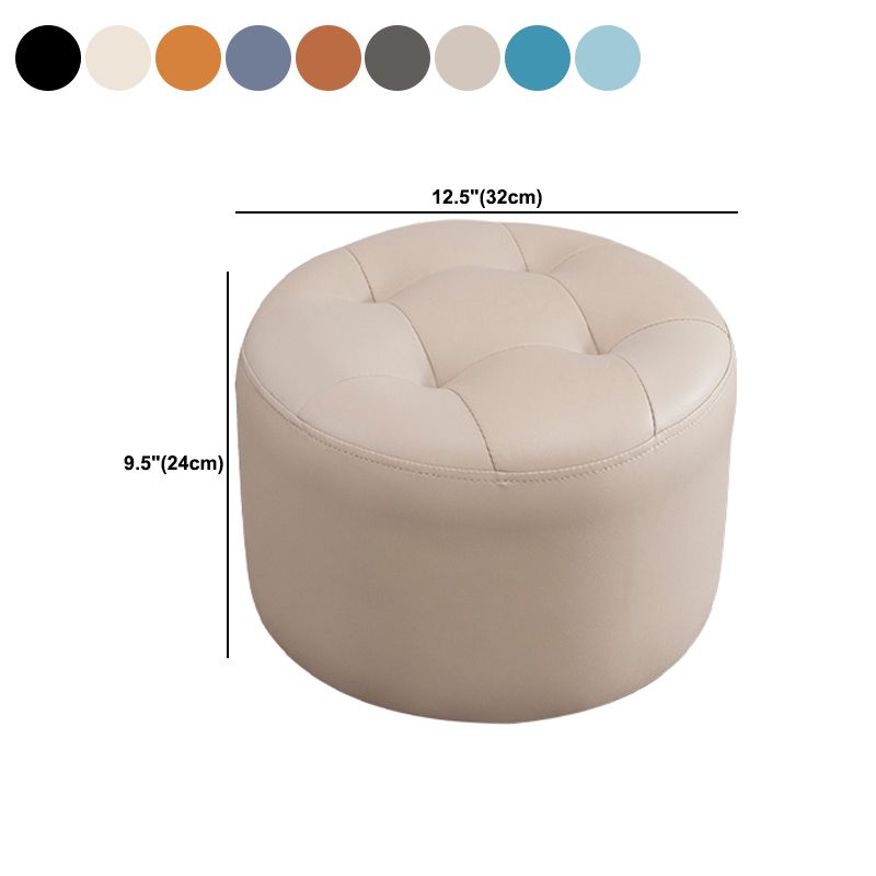 Modern Pouf Ottoman Faux Leather Upholstered Tufted Solid Color Cylinder Shape Ottoman Clearhalo 'furn' 'furn_ottomans_poufs' 'Furniture' 'Living Room Furniture' 'Ottomans & Poufs' 'ottomans_poufs' 1200x1200_869fe8a5-c664-442e-957c-f19f9d144c60