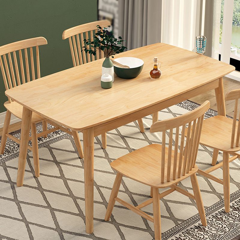 Modern Rubberwood Solid Wood Dining Table Brown Rectangle Table with 4 Legs for Home Clearhalo ' dining_table' 'Dining Tables & Seating' 'Dining Tables' 'furn' 'furn_dining_table' 'Furniture' 'furniture_dining_table' 'Kitchen & Dining Furniture' 'kitchen&dining_furn' 'kitchen' 'kitchen_dining_table' 1200x1200_86a084ed-c184-4bcc-9e97-aa206a8748eb