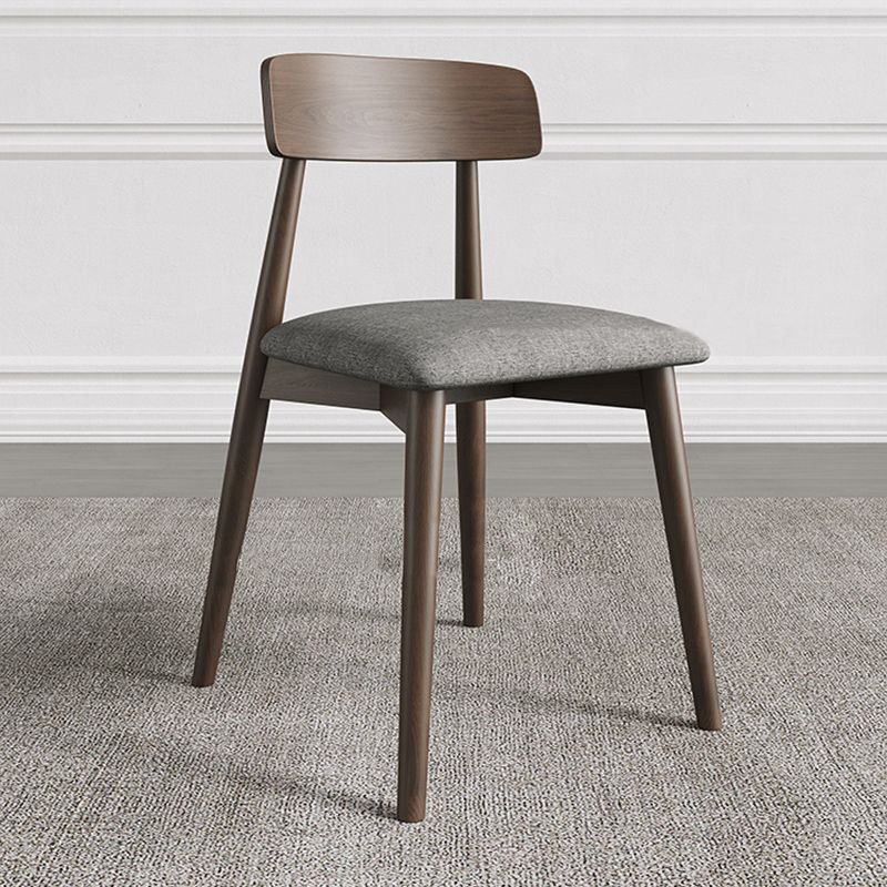 Modern Open Back Side Chair Upholstered Dining Chair with Wooden Base
