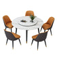 Glam Iron Dinette Set 1/4/5/6/7 Pieces Round White Sintered Stone Top Dining Table Set Clearhalo 'Dining Room Sets' 'Dining Tables & Seating' 'dining_room_set' 'furn' 'furn_dining_room_set' 'Furniture' 'Kitchen & Dining Furniture' 1200x1200_86a9aaa0-30e7-4ba2-8399-83282fc2ead7