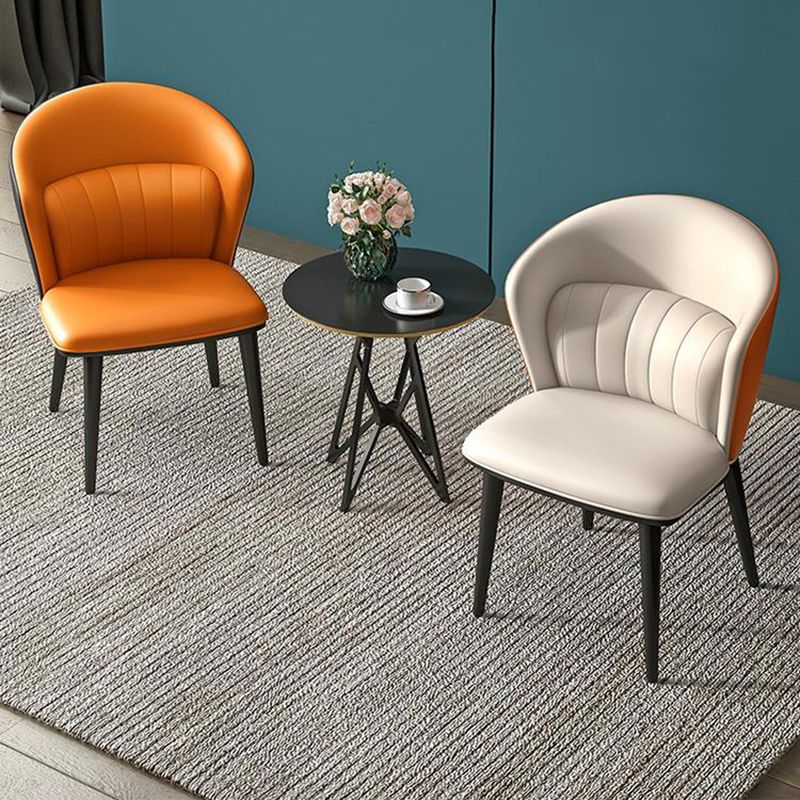 Sillas de comedor de cuero modernas de cuero con ala silla lateral de comedor sin brazo
