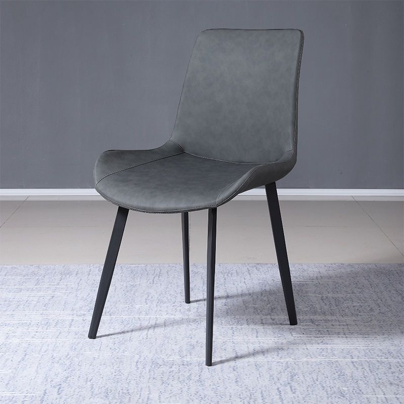 Faux Leder Essstühle Moderner Stuhl mit schwarzen Beinen mit schwarzen Beinen