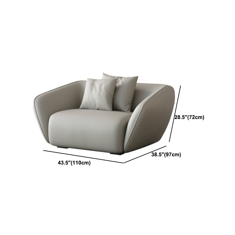 Genuine Leather Sloped Arm Sofa Contemporary Standard Sofa with Pillows Clearhalo 'furn' 'furn_sofas' 'Furniture' 'Living Room Furniture' 'Sofa' 'sofas' 1200x1200_86af2f81-20bb-4b88-89e3-0724677af26a