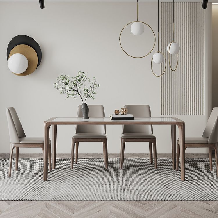 Modern Sintered Stone Top Dining Set Rectangle 1/4/5/7 Pieces Wooden Table Set Clearhalo 'Dining Room Sets' 'Dining Tables & Seating' 'dining_room_set' 'furn' 'furn_dining_room_set' 'Furniture' 'Kitchen & Dining Furniture' 1200x1200_86af6006-4019-4417-aa20-5ec3125d6fba
