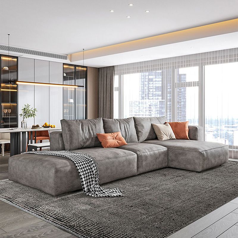 Glam Style Sectional Latex/down Upholstery Filled Faux Leather Sofa