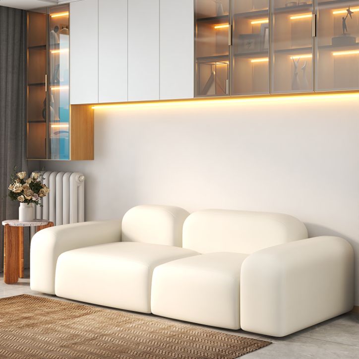 Scandinavian Sofa Fabric White Cushions Standard Square Arm Living Room Seating Clearhalo 'furn' 'furn_sofas' 'Furniture' 'Living Room Furniture' 'Sofa' 'sofas' 1200x1200_86b01dd6-8831-40be-b0ff-c324bc0cfcb6