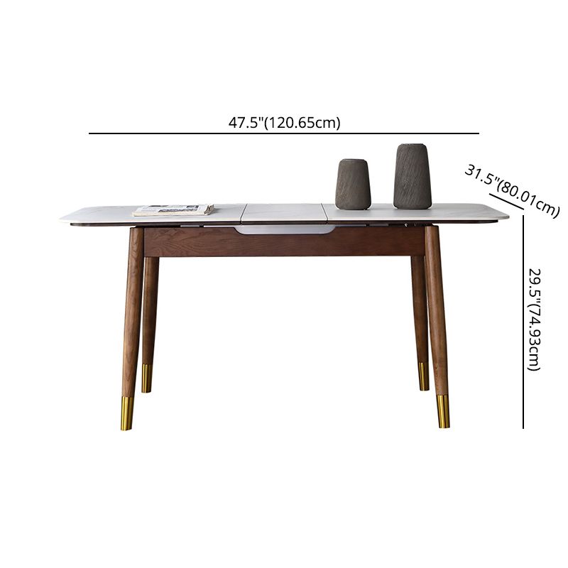Contemporary Style Sintered Stone Dining Table with Built-in Storage Layer and 4 Legs Base Clearhalo 'Dining Room Sets' 'Dining Tables & Seating' 'dining_room_set' 'furn' 'furn_dining_room_set' 'Furniture' 'furniture_dining_room_set' 'Kitchen & Dining Furniture' 'kitchen&dining_furn' 'kitchen' 1200x1200_86b1c0f0-beff-4b8d-bb7a-26475c9e4339