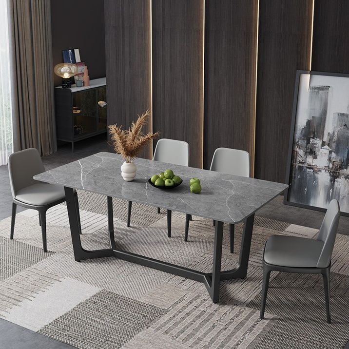 Mesa de comedor de piedra sinterizada mesa de comedor industrial con base de caballete