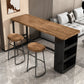 Brown Pine Wood 1/2/3 Pcs Bar Table Set with Wooden Stools for Home