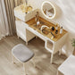 Contemporary Brown Glass Vanity Table with Stool Drawers Included Dressing Table