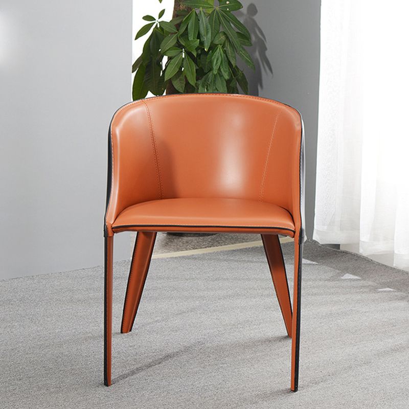 Faux Leather Kitchen Dining Chair Arm Chair in Orange and Black Clearhalo 'Dining Chairs' 'Dining Tables & Seating' 'dining_chair' 'furn' 'furn_dining_chair' 'Furniture' 'Kitchen & Dining Furniture' 1200x1200_86b4b5d0-5a2c-4d09-aad2-63cc09ad4f07