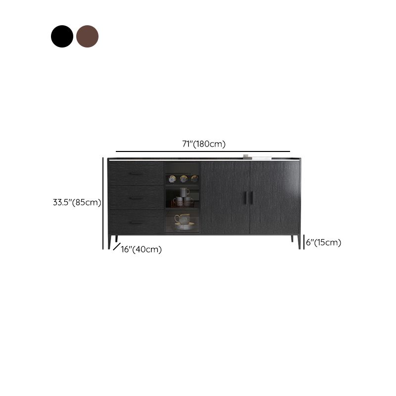 Server delle porte in vetro in stile credenza in pietra con armadi e cassetti