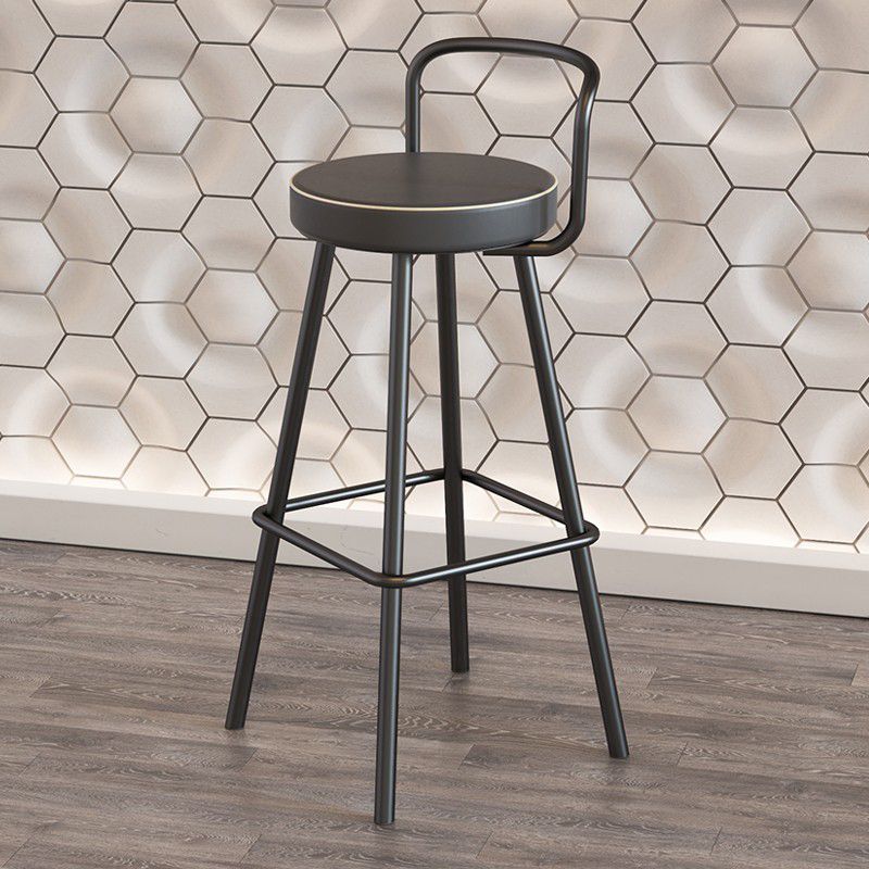 Contemporary Metal Backrest Counter High Stool with Leather Cushion Clearhalo 'Bar Furniture' 'Bar Stools' 'bar_stools' 'furn' 'furn_bar_stools' 'Furniture' 'Kitchen & Dining Furniture' 1200x1200_86b6bce3-9f3c-4a2b-8dd3-21d145faffa5