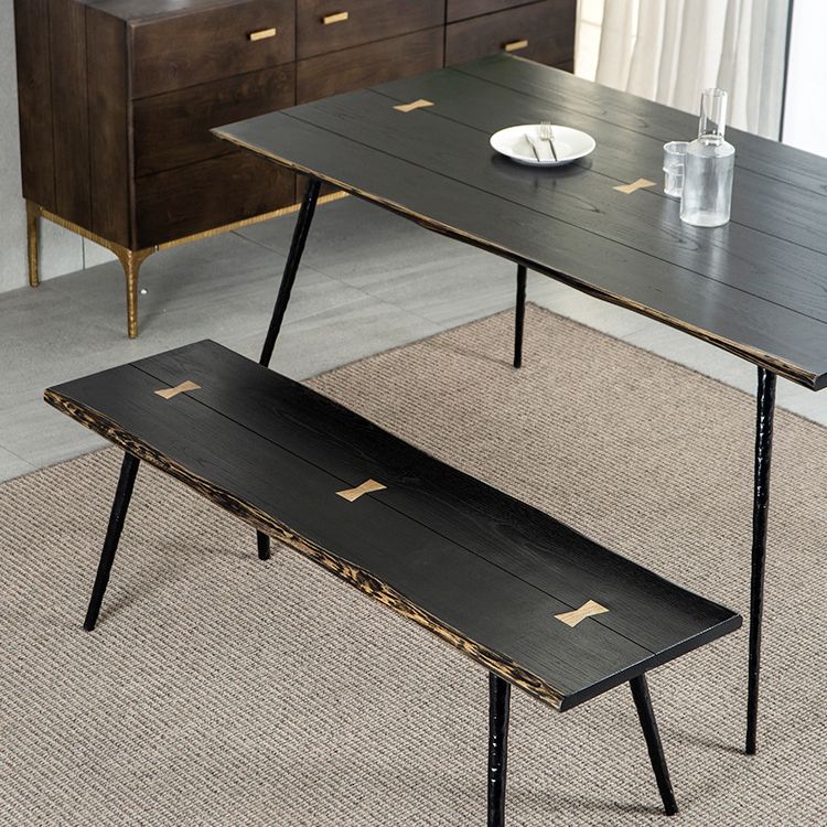 Industrial Rectangle Dining Room Table Oak Solid Wood Table with 4 Black Legs Clearhalo ' dining_table' 'Dining Tables & Seating' 'Dining Tables' 'furn' 'furn_dining_table' 'Furniture' 'furniture_dining_table' 'Kitchen & Dining Furniture' 'kitchen&dining_furn' 'kitchen' 'kitchen_dining_table' 1200x1200_86b6e84e-fd35-40e1-ae6b-53aa1a2e3019