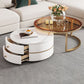 Table basse avec plateau en verre, 2 tables gigognes avec rangement