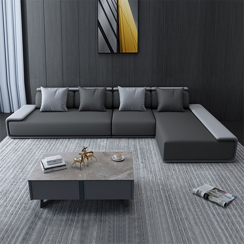 Faux leather Grey Sectional Armless Stain-Resistant Sectional for Living Room Clearhalo 'furn' 'furn_sectionals' 'Furniture' 'furniture_sectionals' 'kitchen' 'kitchen_sectionals' 'Living Room Furniture' 'Sectionals' 1200x1200_86b78011-5e6e-4261-a206-57a57986e2f0