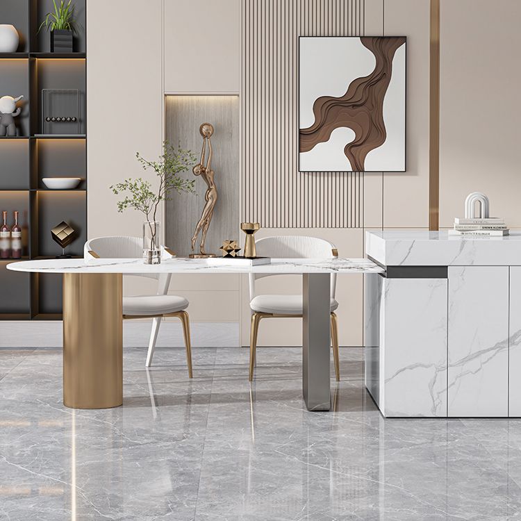 Set da tavolo in metallo in pietra sinterizzata stile nordico glam Set da pranzo da 1/3/4/5 pezzi