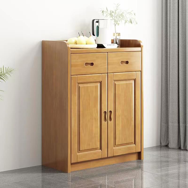 Gabinete de acento moderno con 2 cajones y estantes en madera de goma