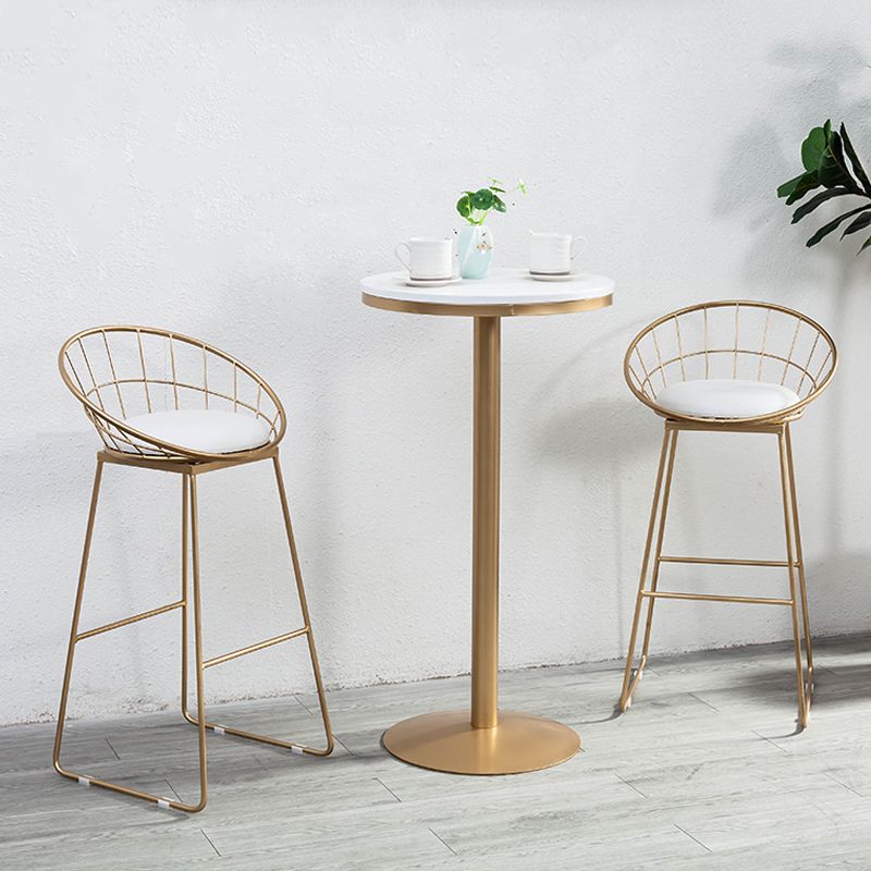 Industrial Gold Bar Table 21.6"W Round Top White Wood Bistro Table for Breakroom Clearhalo 'Bar Furniture' 'Bar Tables' 'bar_tables' 'furn' 'furn_bar_tables' 'Furniture' 'furniture_bar_tables' 'Kitchen & Dining Furniture' 'kitchen&dining_furn' 'kitchen' 1200x1200_86b9bc56-ffca-4b5f-85ee-1ade3ebe397b