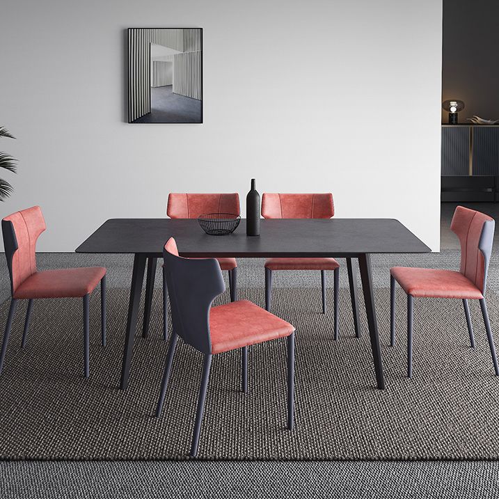 Mesa de comedor negra de piedra sinterizada Mesa de 4 patas industriales para comedor