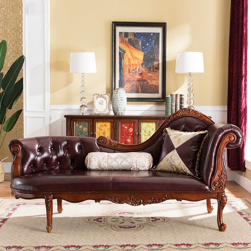 Traditional Dark Brown Genuine Leather Chaise Rolled Arms Tufted Accent Chair Clearhalo 'Chairs & Seating' 'Chaise Lounge' 'chaise_lounge' 'furn' 'furn_chaise_lounge' 'Furniture' 'Living Room Furniture' 1200x1200_86baba00-2688-4108-aba8-2cdd3a87e709