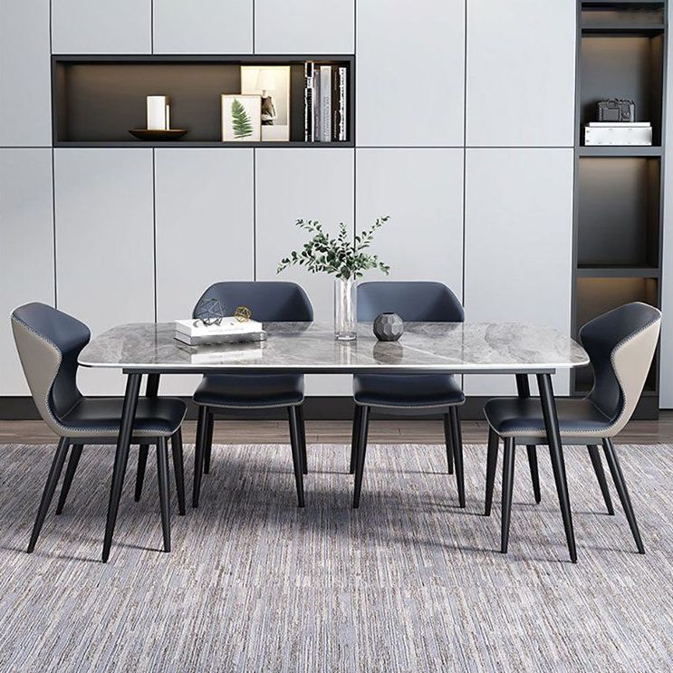 Contemporary Sintered Stone Top Gray Dining Set Rectangle Shape Standard Dining Set for Kitchen Clearhalo 'Dining Room Sets' 'Dining Tables & Seating' 'dining_room_set' 'furn' 'furn_dining_room_set' 'Furniture' 'furniture_dining_room_set' 'Kitchen & Dining Furniture' 'kitchen&dining_furn' 'kitchen' 1200x1200_86bbcbe0-4962-4b43-8e61-0b04854e55fe