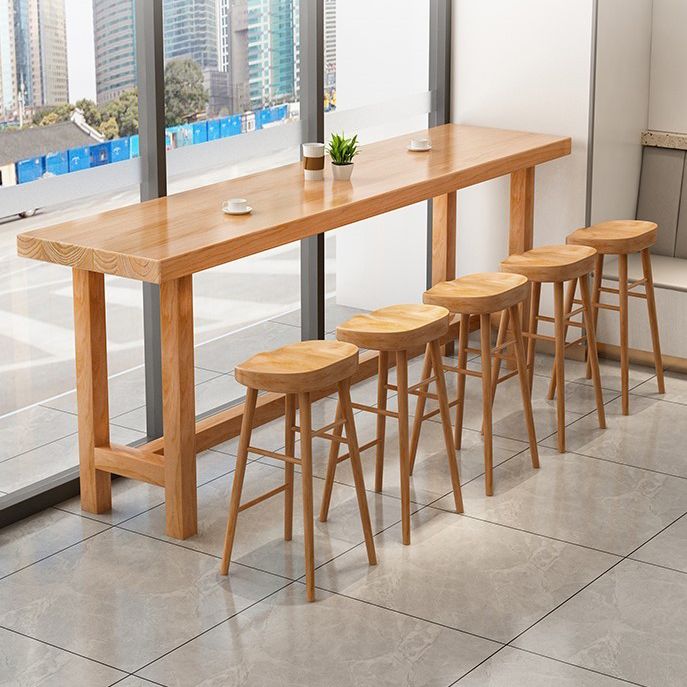 Modern 1/5/6/11 Pieces Bar Table Set Rectangle Pine Wood Counter Table with High Stools Clearhalo 'Bar Furniture' 'furn' 'furn_home_bar_bar_sets' 'Furniture' 'Home Bars & Bar Sets' 'home_bar_bar_sets' 'Kitchen & Dining Furniture' 1200x1200_86bc057f-b1d0-4541-b6c5-4e89405a4d8b