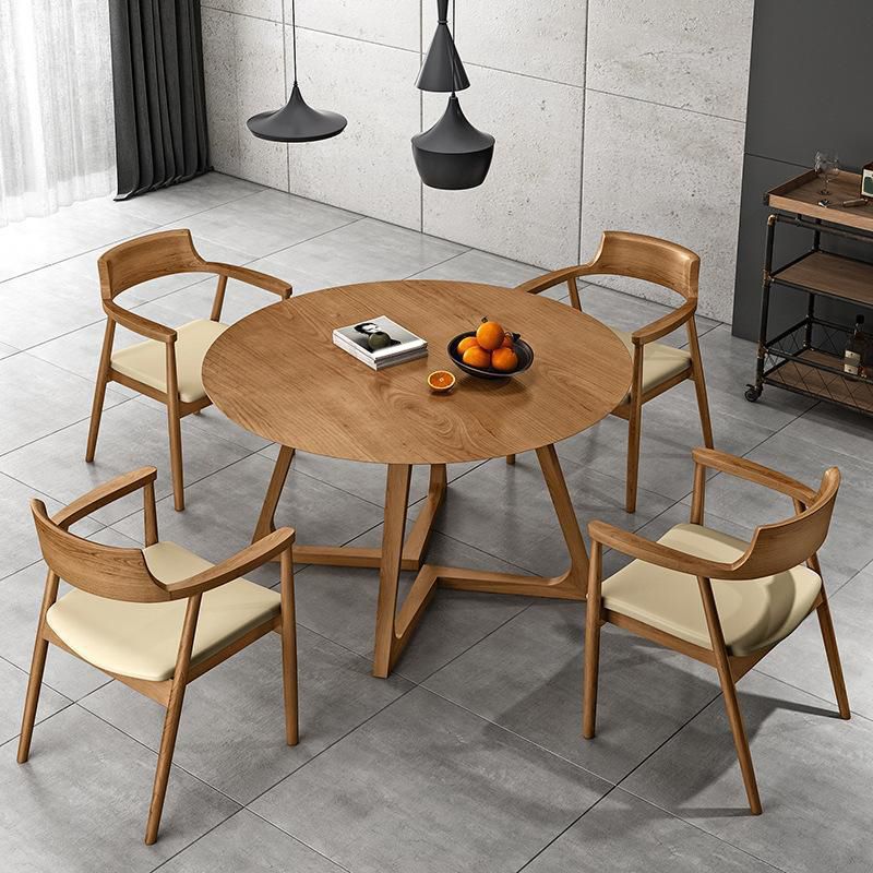 Modern Style Round Solid Wood Dining Set 1/2/4/5 Pieces Dining Set for Dining Areas Clearhalo 'Dining Room Sets' 'Dining Tables & Seating' 'dining_room_set' 'furn' 'furn_dining_room_set' 'Furniture' 'Kitchen & Dining Furniture' 1200x1200_86bc29a3-d528-4c1b-9c98-d65d1969ab53