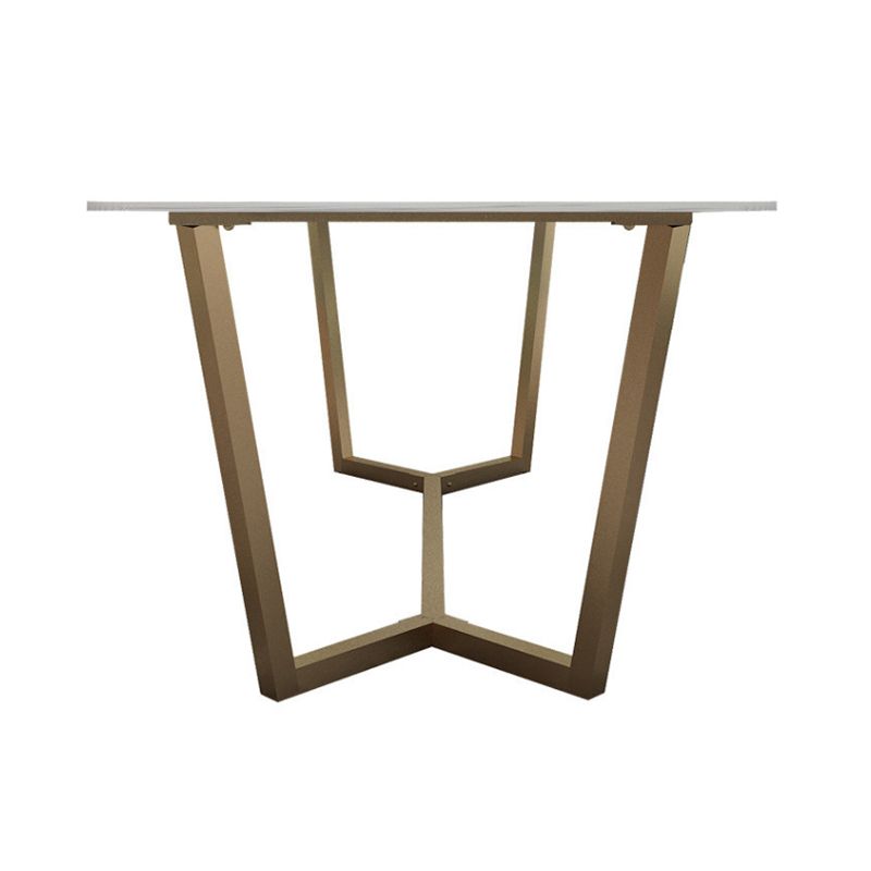 Rectangle Trestle Dining Table Glam Faux Marble Table for Dining Room Kitchen