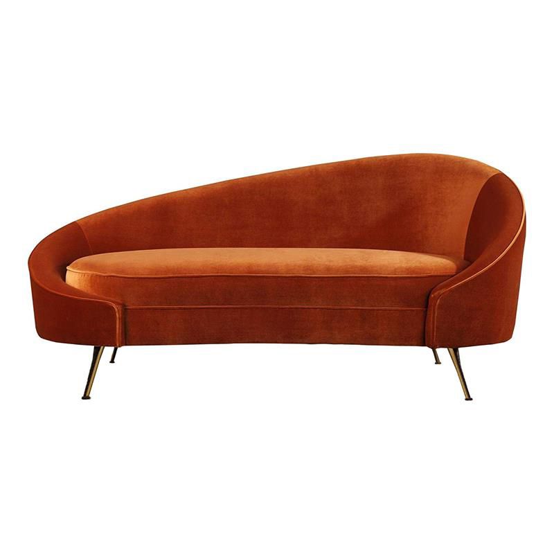 Glam with Arms Orange Chaise Round Arms for Bedroom Living Room