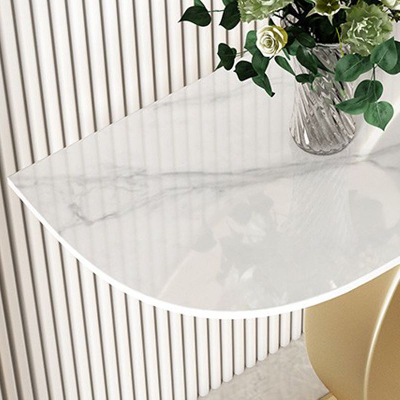 Console a mezza luna di pietra tavolo 1 scaffale 31,5 "tavolo di estremità alto con base astratta