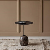 Mid-Century Metal Round Top Side Table Marble Pedestal End Table