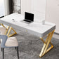 Glam Style Stone Writing Desk Rectangle Metal Office Desk voor kantoor