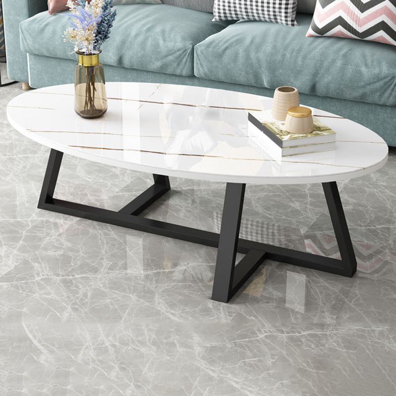 Glam Single Oval Coffee Table Cross Legs Coffee Cocktail Table Clearhalo 'Coffee & Accent Tables' 'Coffee Tables' 'coffee_tables' 'furn' 'furn_coffee_tables' 'Furniture' 'Living Room Furniture' 1200x1200_86cf9993-cf3c-4acc-9cc4-8419c5f2a671