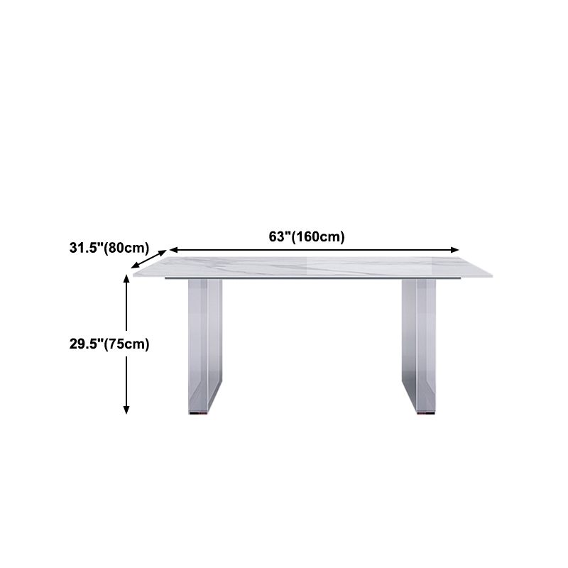 Stone Center Top Dining table Acrylic Double Pedestal Modern White Dinette Table Clearhalo 'Dining Tables & Seating' 'Dining Tables' 'dining_table' 'furn' 'furn_dining_table' 'Furniture' 'furniture_dining_table' 'Kitchen & Dining Furniture' 1200x1200_86cf9bc3-ab10-435c-82bd-baae9632deef