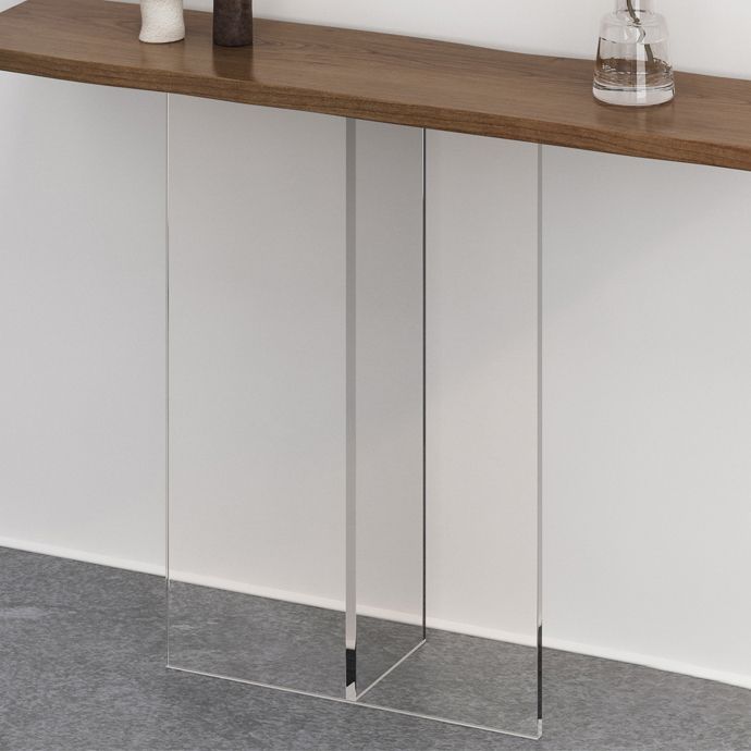 Solid Wood Rectangle Accent Table 31.5-inch Tall End Table with Acrylic Leg Clearhalo 'Console Tables' 'console_tables' 'Entry & Mudroom Furniture' 'furn' 'furn_console_tables' 'Furniture' 1200x1200_86cfee26-6230-4d79-b780-930d1483c7f0