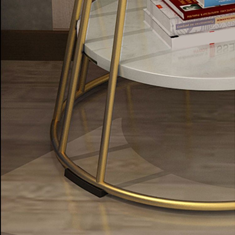 Nightand de table à accent en marbre faux contemporain 24,4 "haut de nuit de lit avec 2 étagères