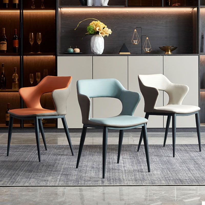 Contemporary Style Metal Dining Chairs Kitchen Open Back Arm Side Chairs Clearhalo ' kitchen&dining_furn' 'Dining Chairs' 'Dining Tables & Seating' 'dining_chair' 'furn' 'furn_dining_chair' 'Furniture' 'furniture_dining_chair' 'Kitchen & Dining Furniture' 'kitchen' 1200x1200_86d1c3b7-ba85-401e-a67a-4c687330b2a0