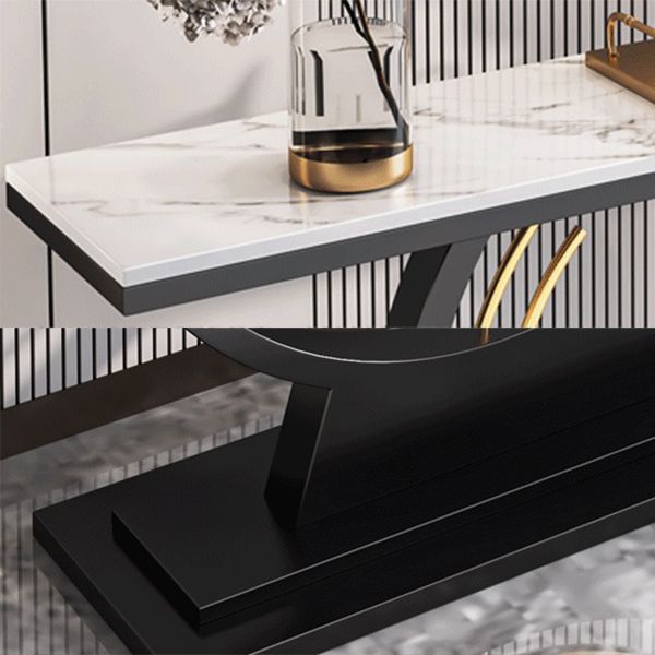 Stone Rectangle Console Table 1-shelf 31.5" Tall End Table for Hall Clearhalo 'Console Tables' 'console_tables' 'Entry & Mudroom Furniture' 'furn' 'furn_console_tables' 'Furniture' 1200x1200_86d2b86d-6702-4e22-88f7-a401b954bac8