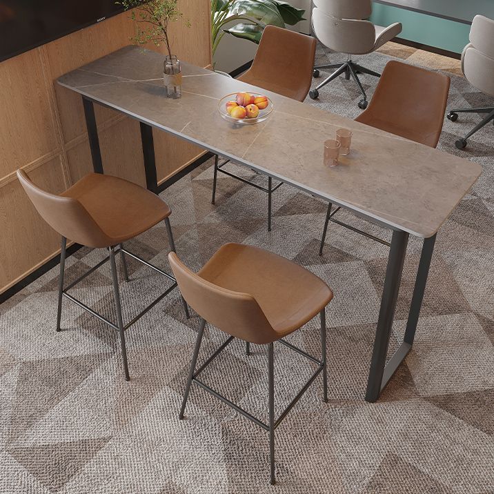 Modern Sintered Stone Top Rectangle Sled Bar Dining Table with Metal Base Clearhalo 'Bar Furniture' 'Bar Tables' 'bar_tables' 'furn' 'furn_bar_tables' 'Furniture' 'Kitchen & Dining Furniture' 1200x1200_86d461af-c6dd-4ac9-ba60-542567803325