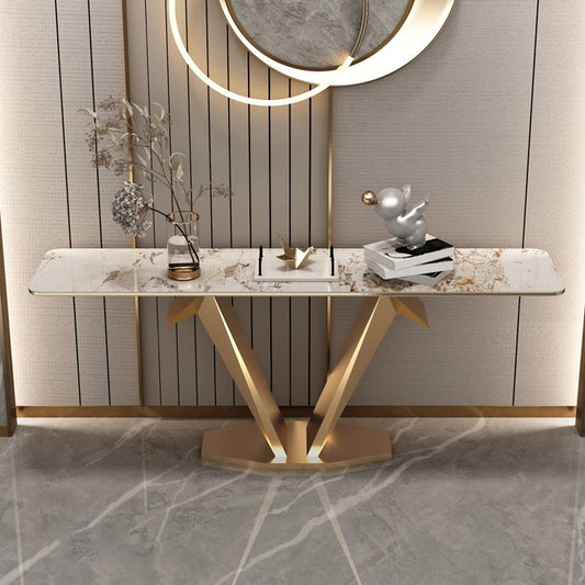 Contemporary Rectangle Console Table Stone Console Sofa Table for Hall